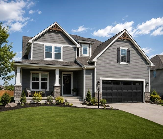 Residential home with composite siding