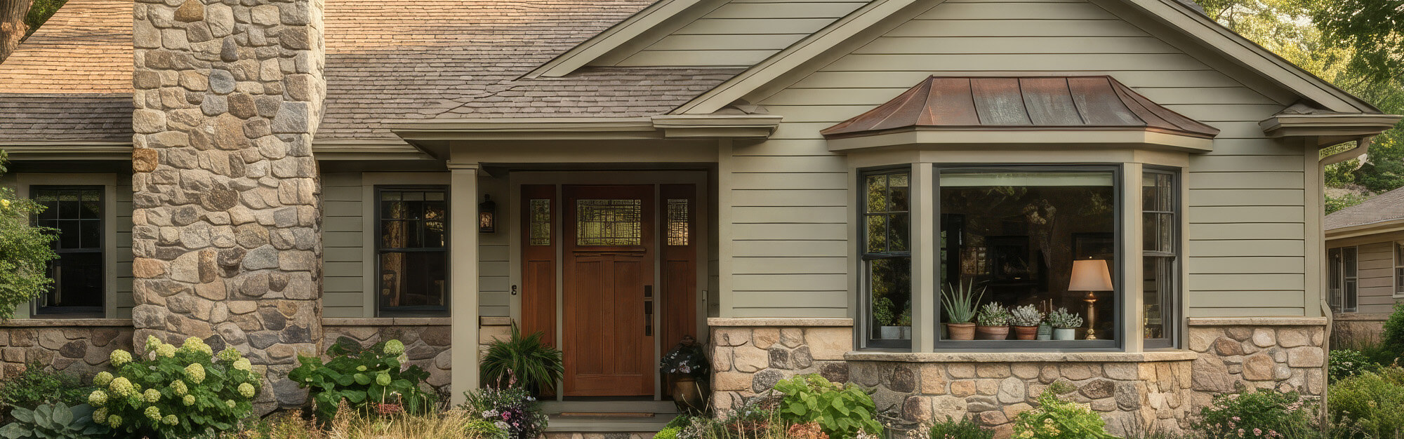Bay window on the front of a home in Ohio
